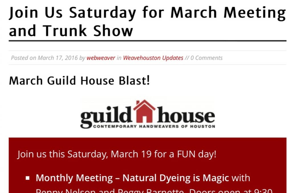 Guild House Blast – Join Us Saturday for March Meeting and Trunk Show